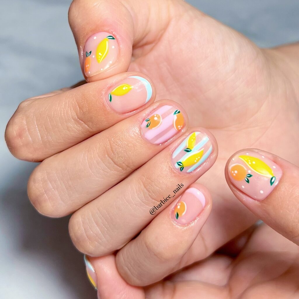 Citrus Duo Pastels Nails