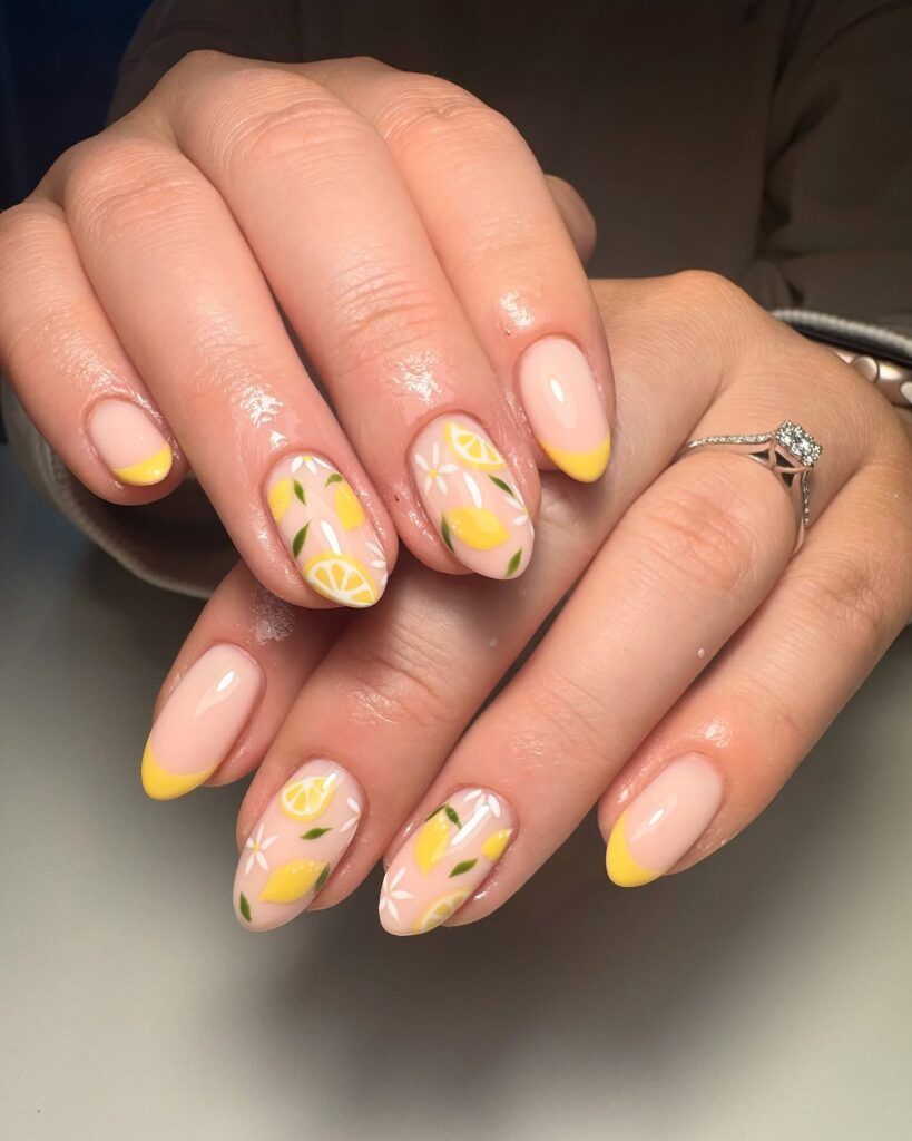 Lemon Blossom Tips Nails