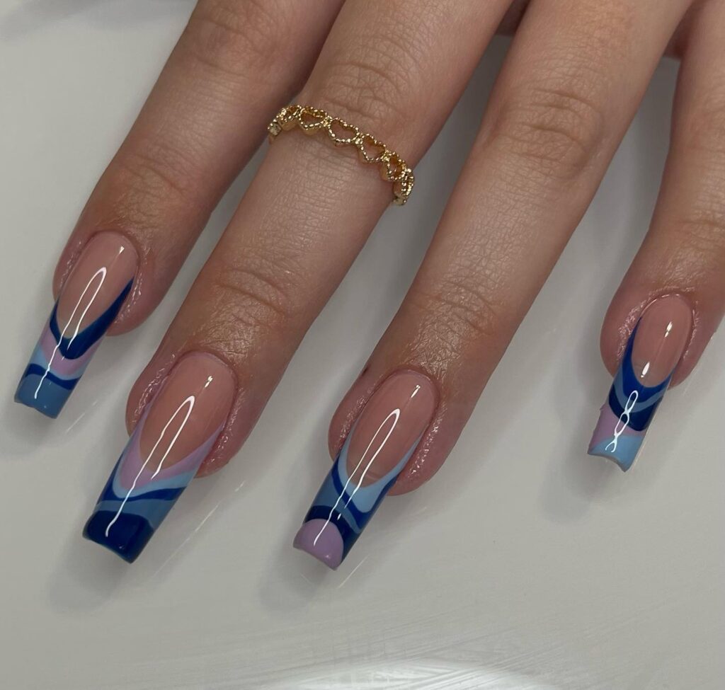 Navy Blue Swirl nails