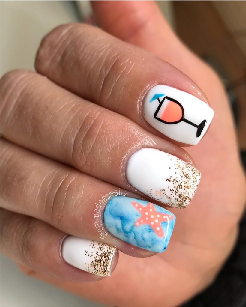 Sunset Rosé Vibes nails