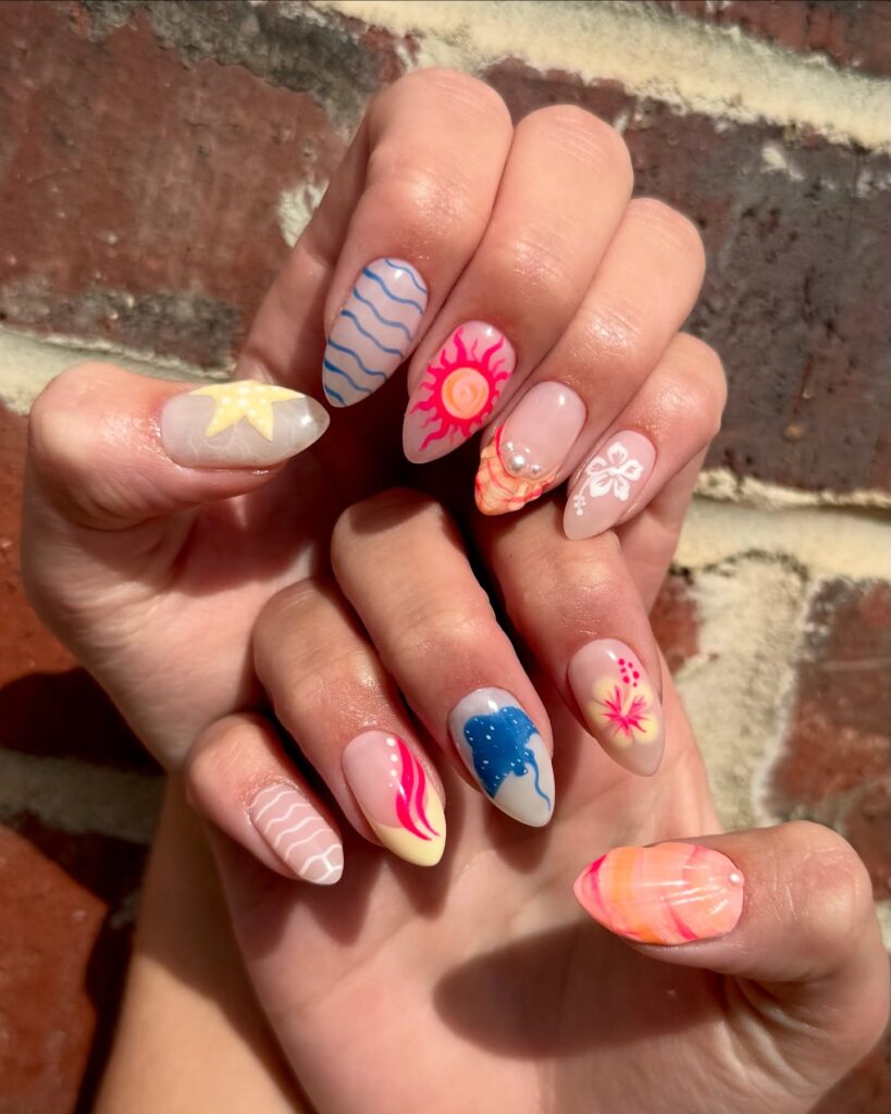 Ocean Creature Collage nails