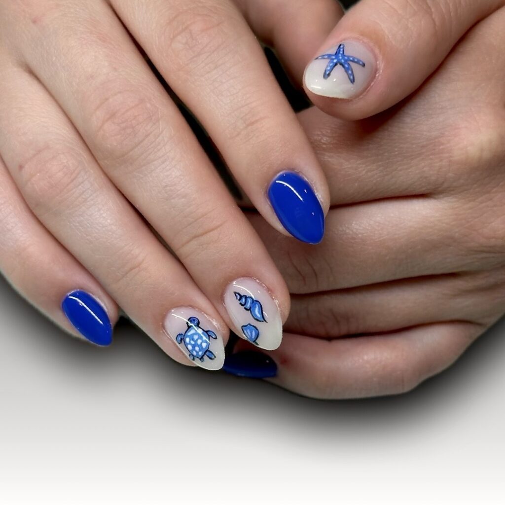 Cobalt Sea Turtle nails