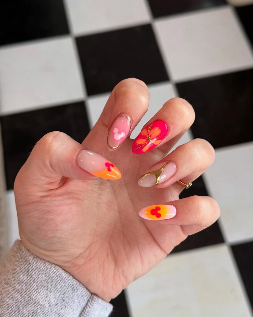 Sunset Butterfly Garden nails