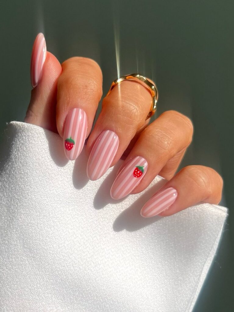 Blush Stripe Minimal nails
