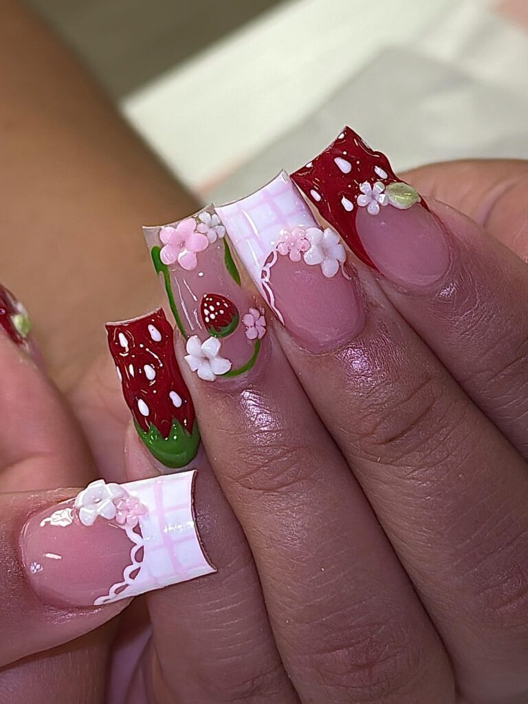 3D Cottagecore Square nails