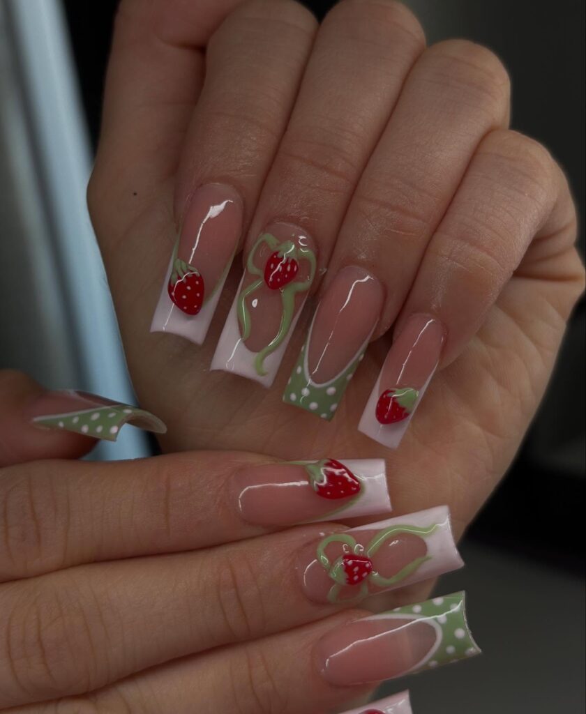 Strawberry French Tips nails