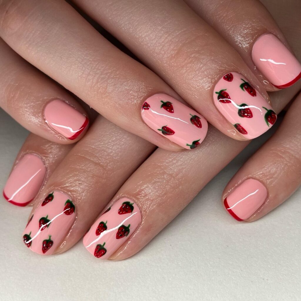 Blush Berry French nails
