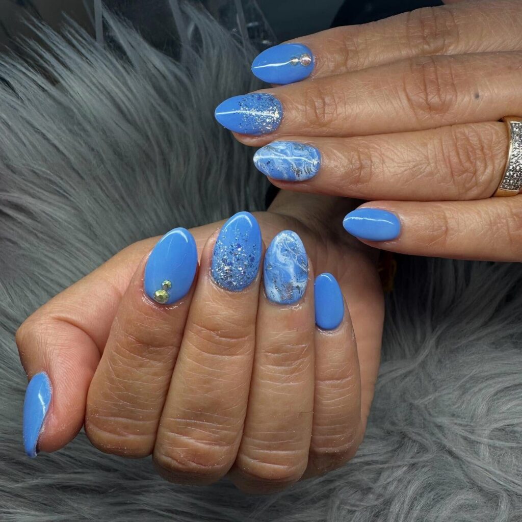 Periwinkle Marble Mix nails