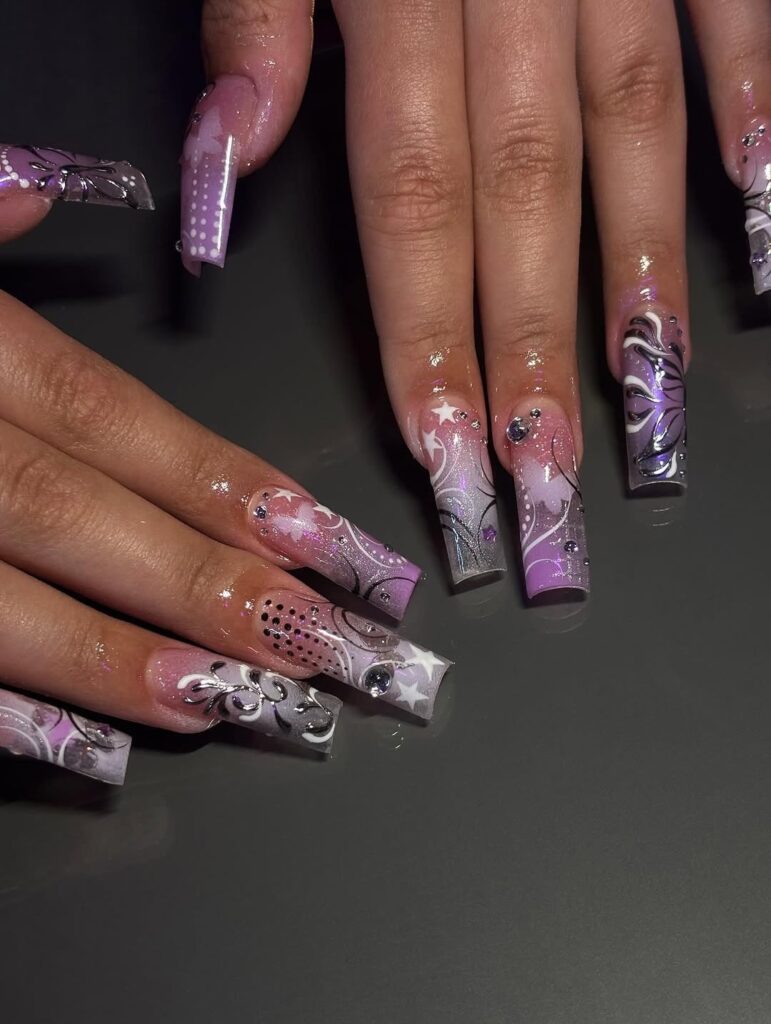 Purple Star Galaxy nails