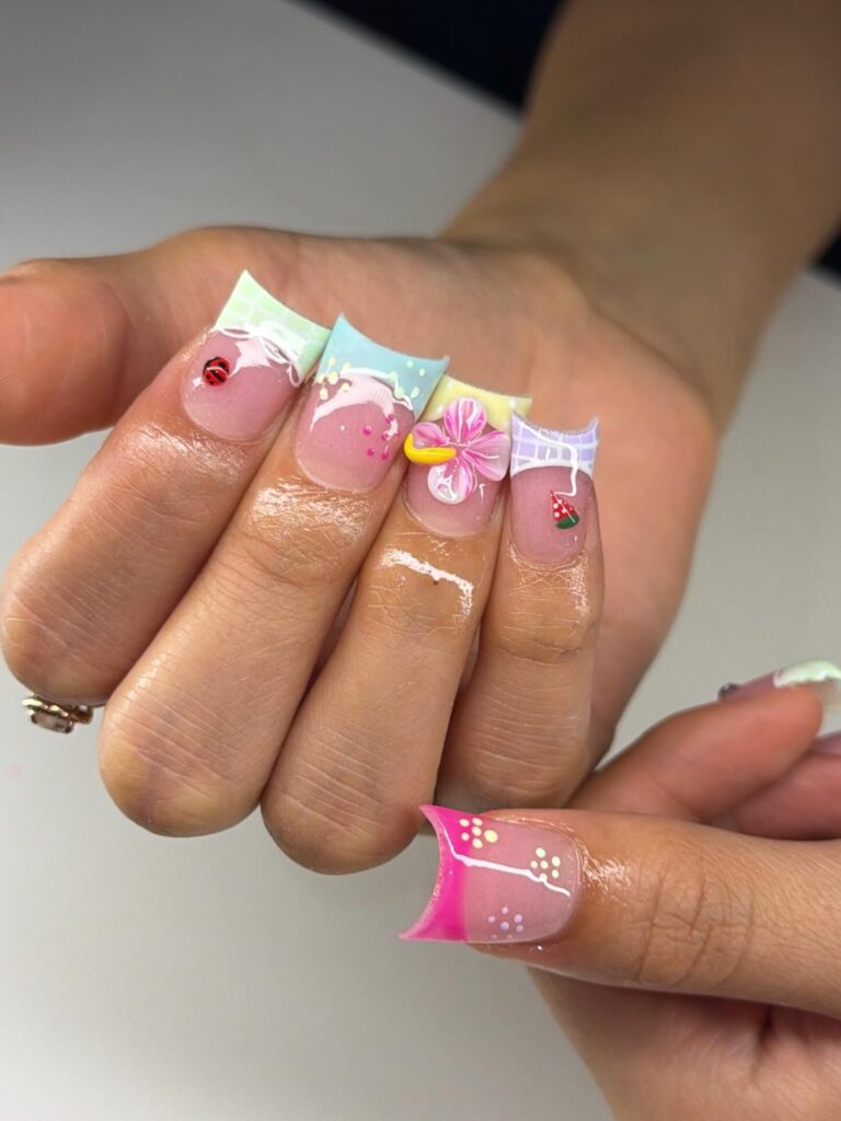 Pastel Garden Tips nails