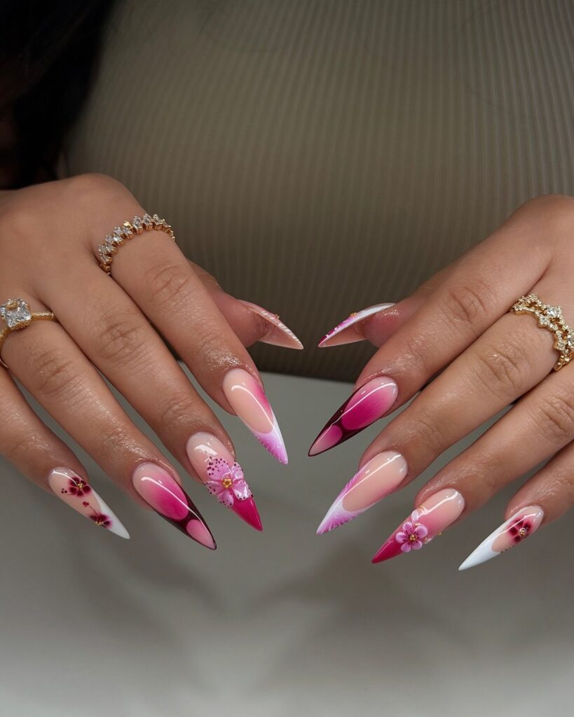 Sunset Pink Gradient nails