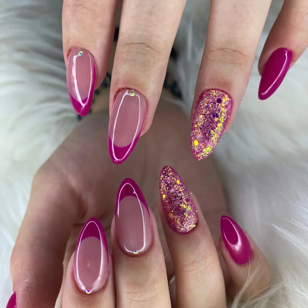Fuchsia Glam Tips nails