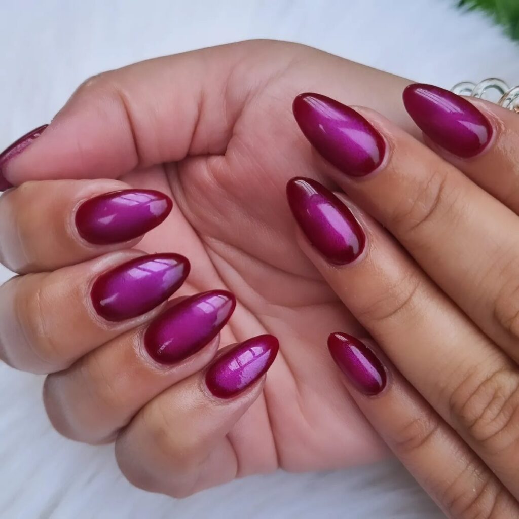Deep Magenta Chrome nails