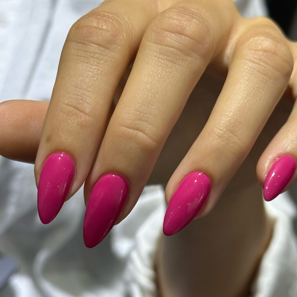Classic Fuchsia Almond  nails