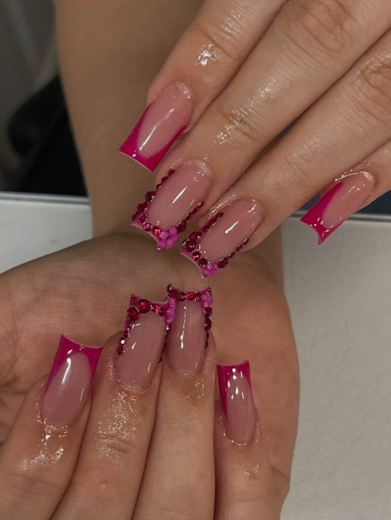 Pink Swirl Marble nails