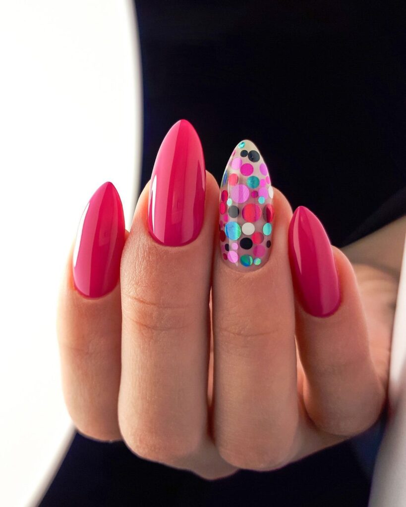 Fuchsia Gemstone Tips nails