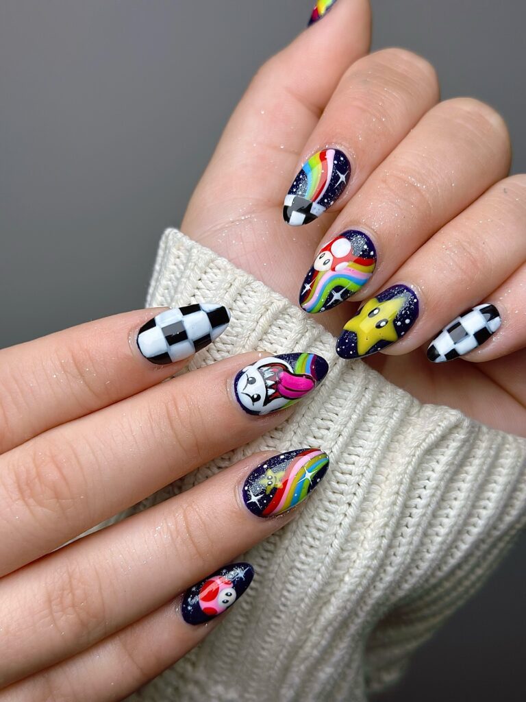 Cosmic Rainbow Characters nails