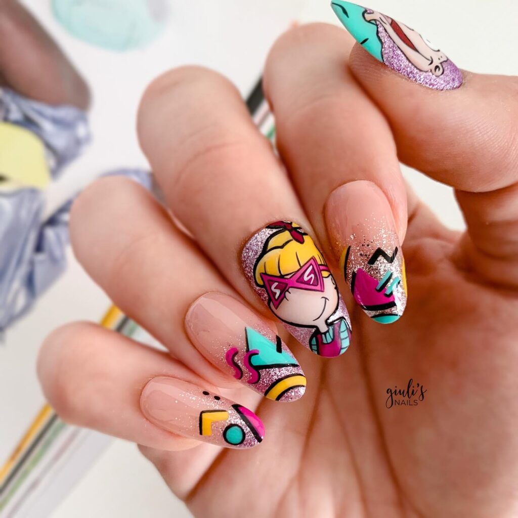 Dexter Lab Glitter nails