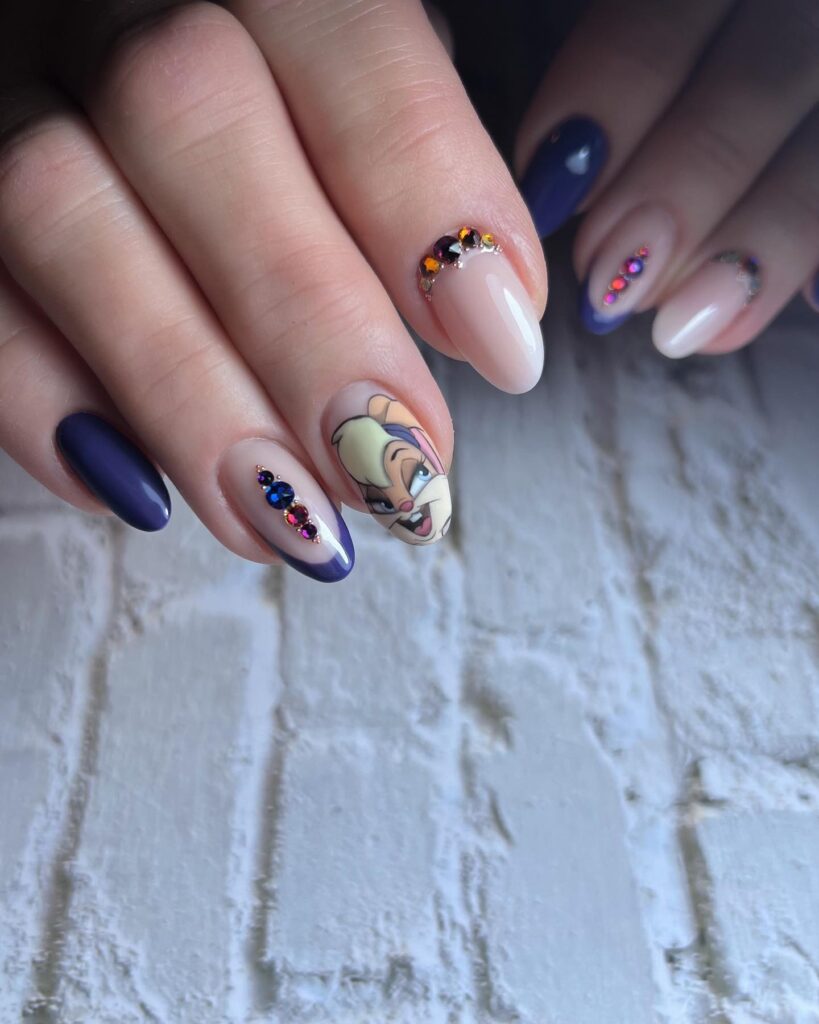 Lola Bunny Jewels nails