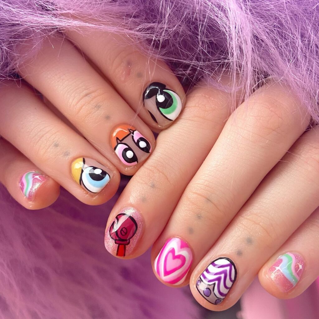 Powerpuff Eyes nails