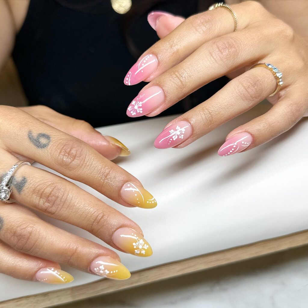 Tropical Duo Almond nails