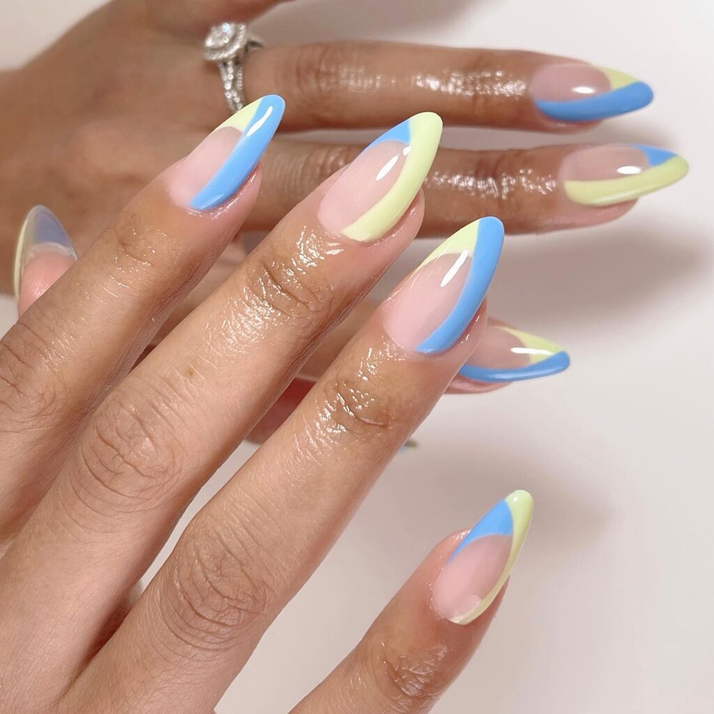 Buttercup & Cobalt French nails