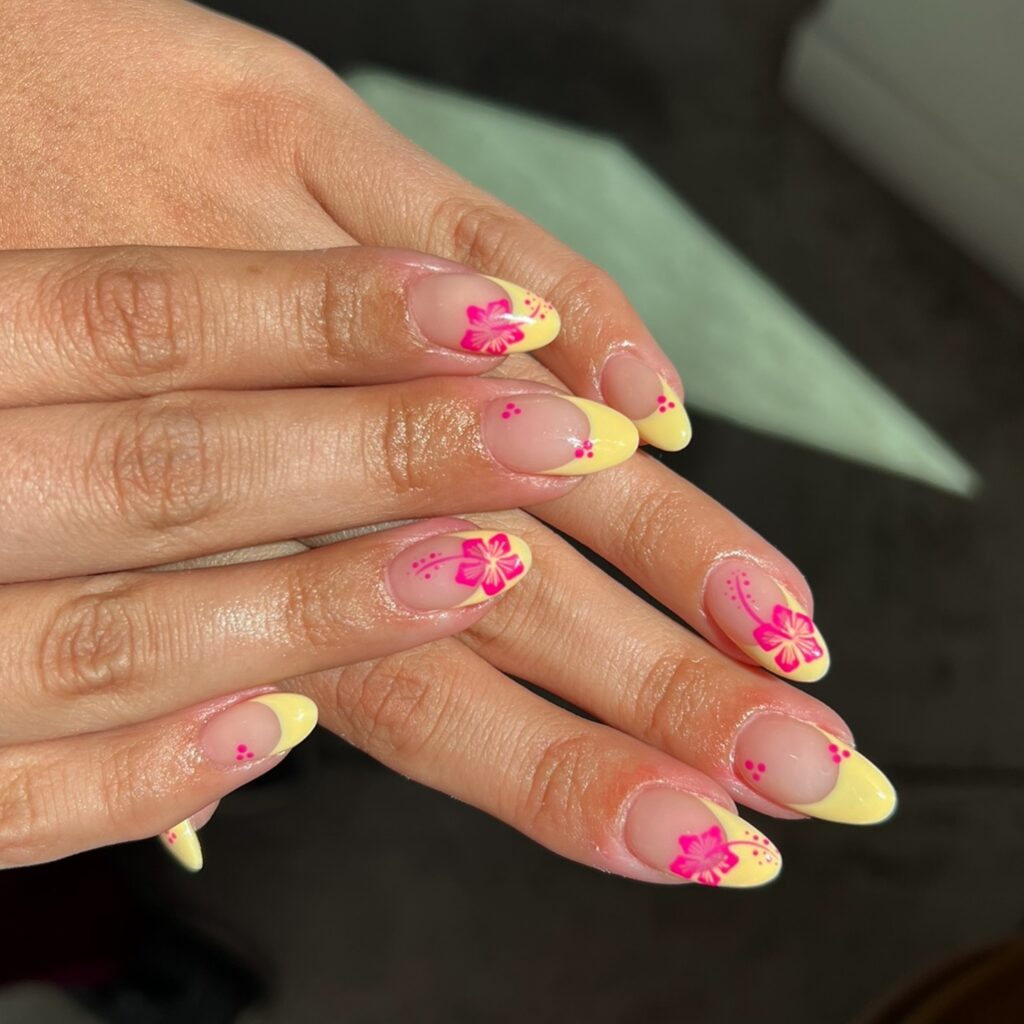 Lemon Sorbet Hibiscus nails