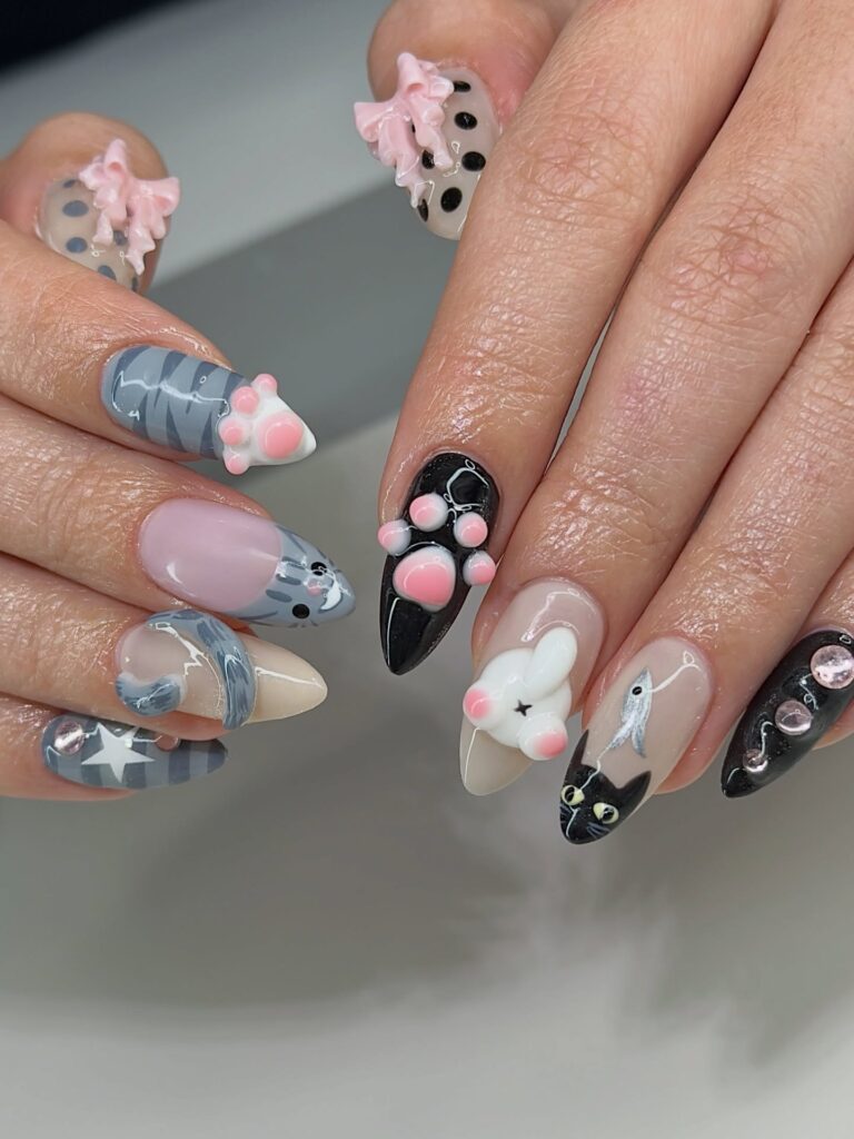 3D Paw Sculpture nails