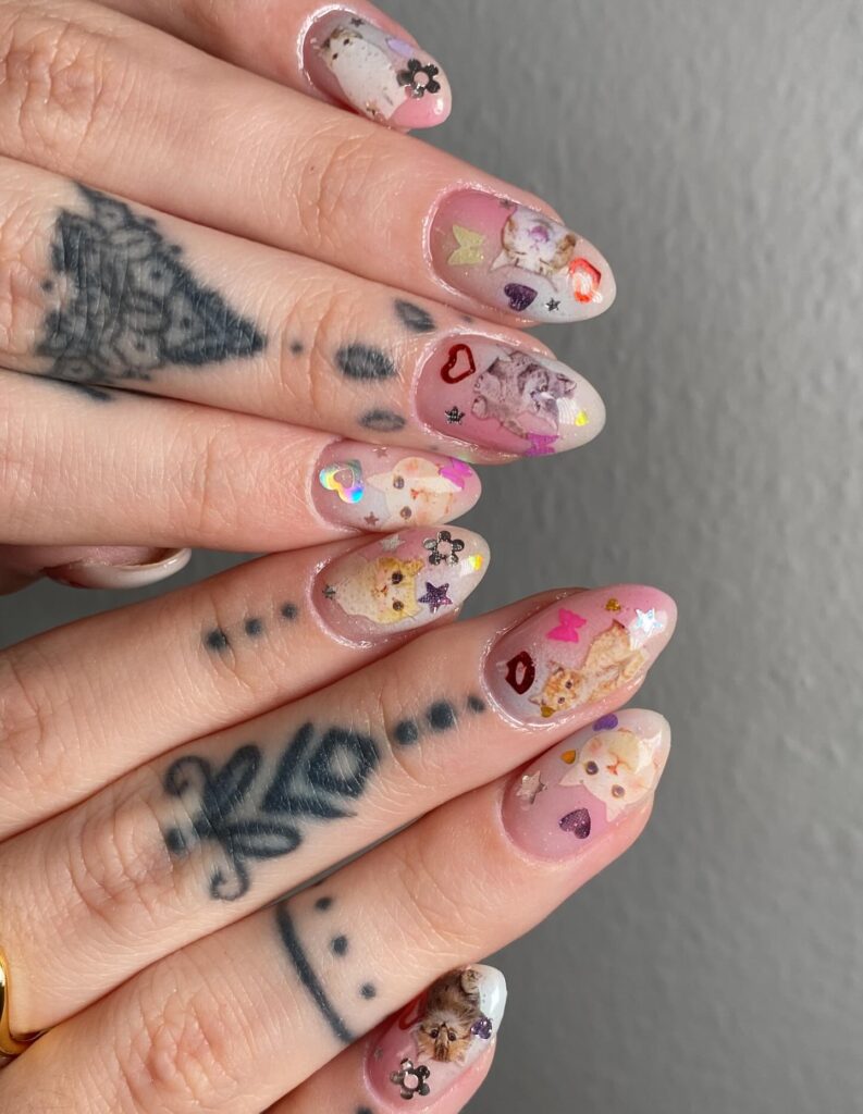 Kitty Scrapbook nails
