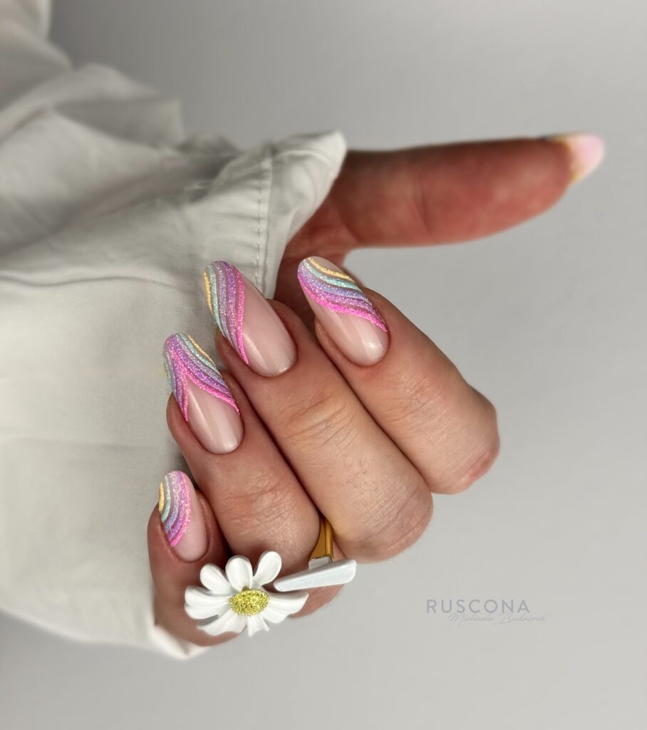 Glitter Wave Tips nails