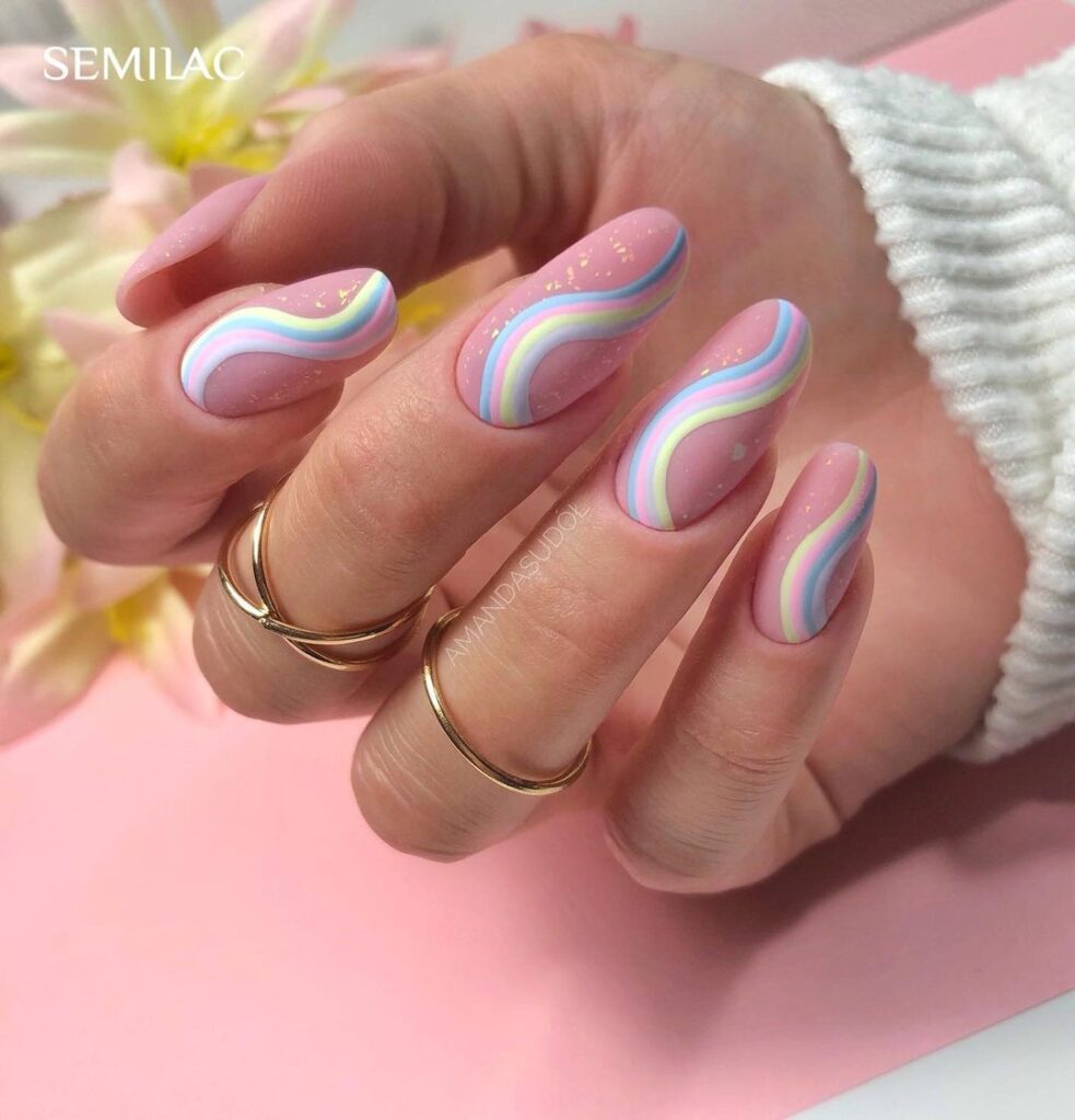 Pastel Rainbow Swirl nails