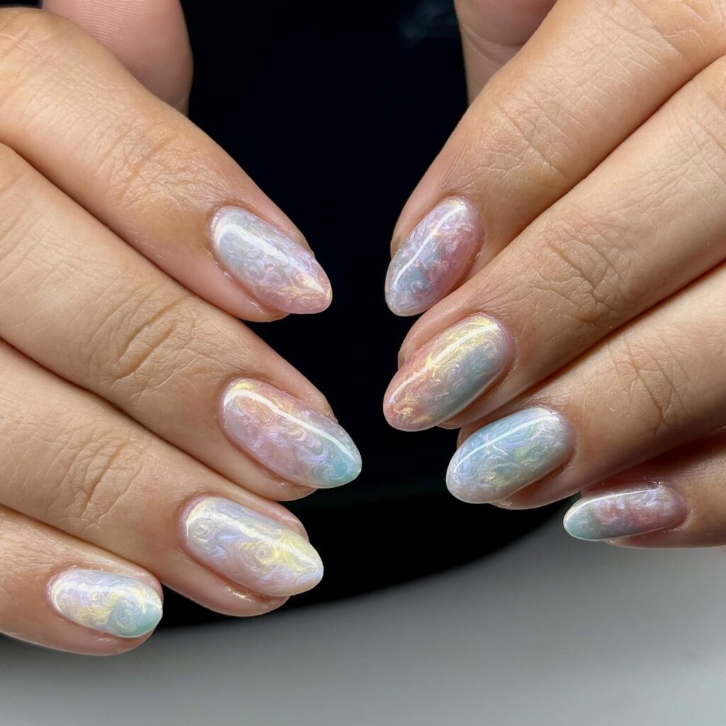 Iridescent Oil Slick nails