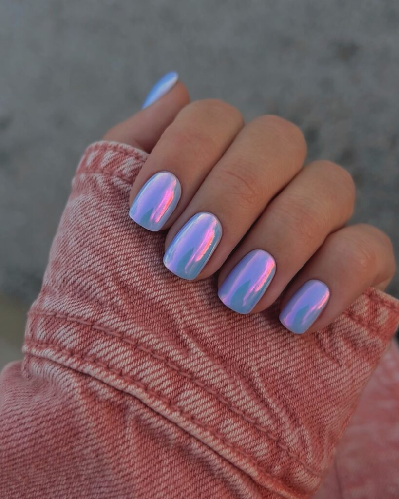 Icy Blue Chrome nails