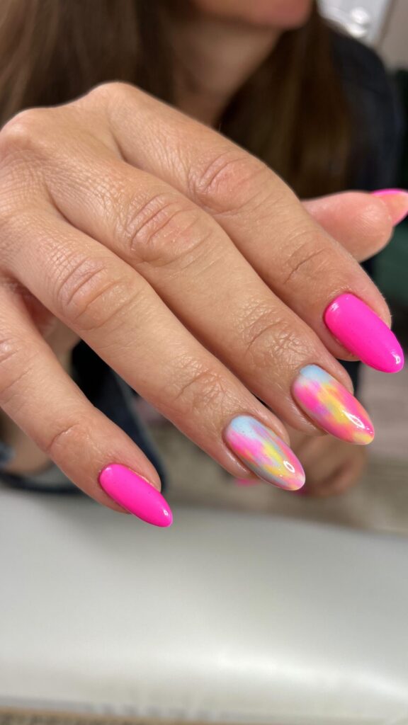 Hot Pink Aurora nails