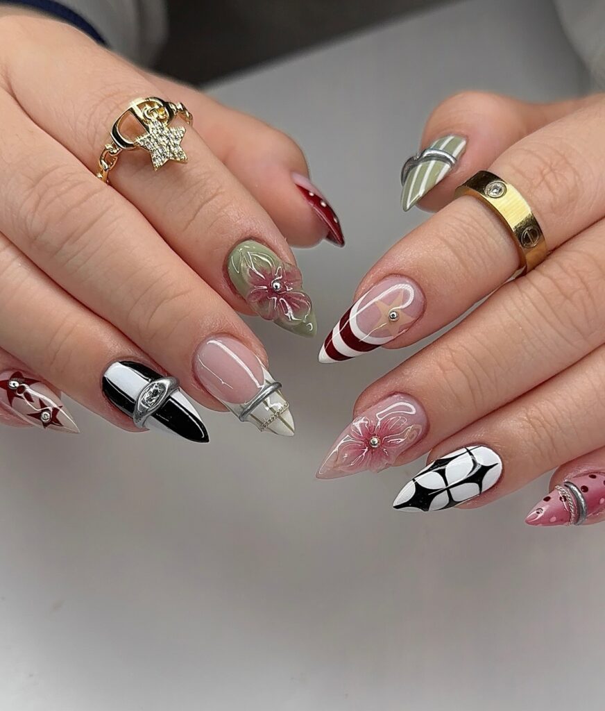 Dark Moto Glamour nails