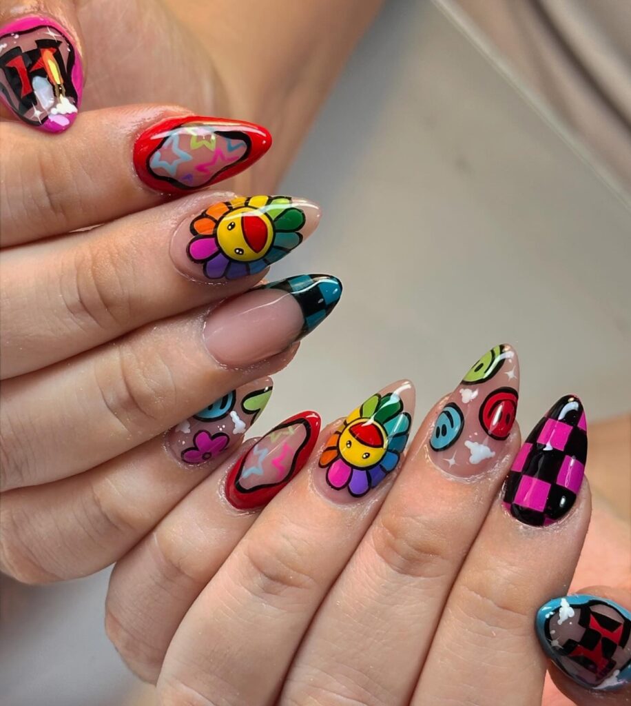 Pop Art Flower Power nails