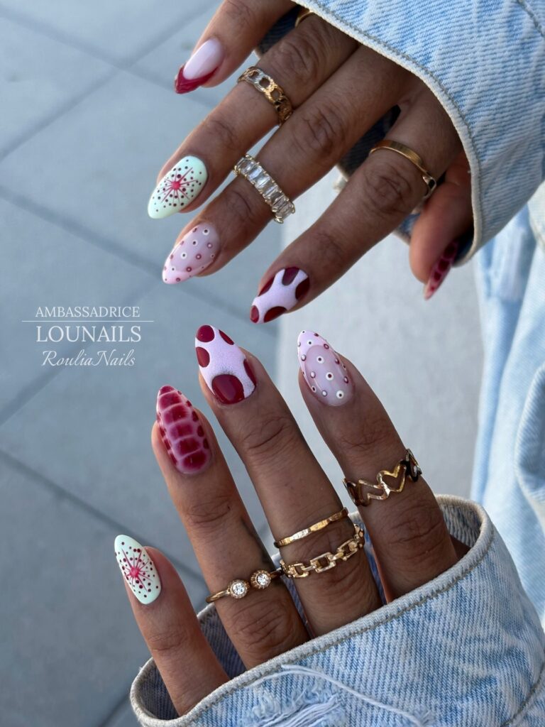 Rosy Polka Cosmos nails