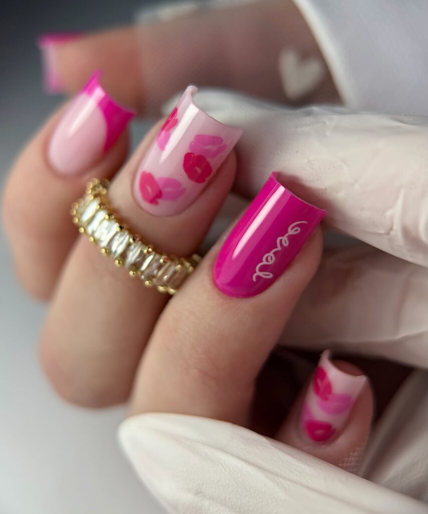 Lips & Love Script nails
