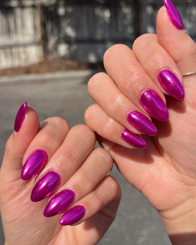 Pure Magenta Chrome nails