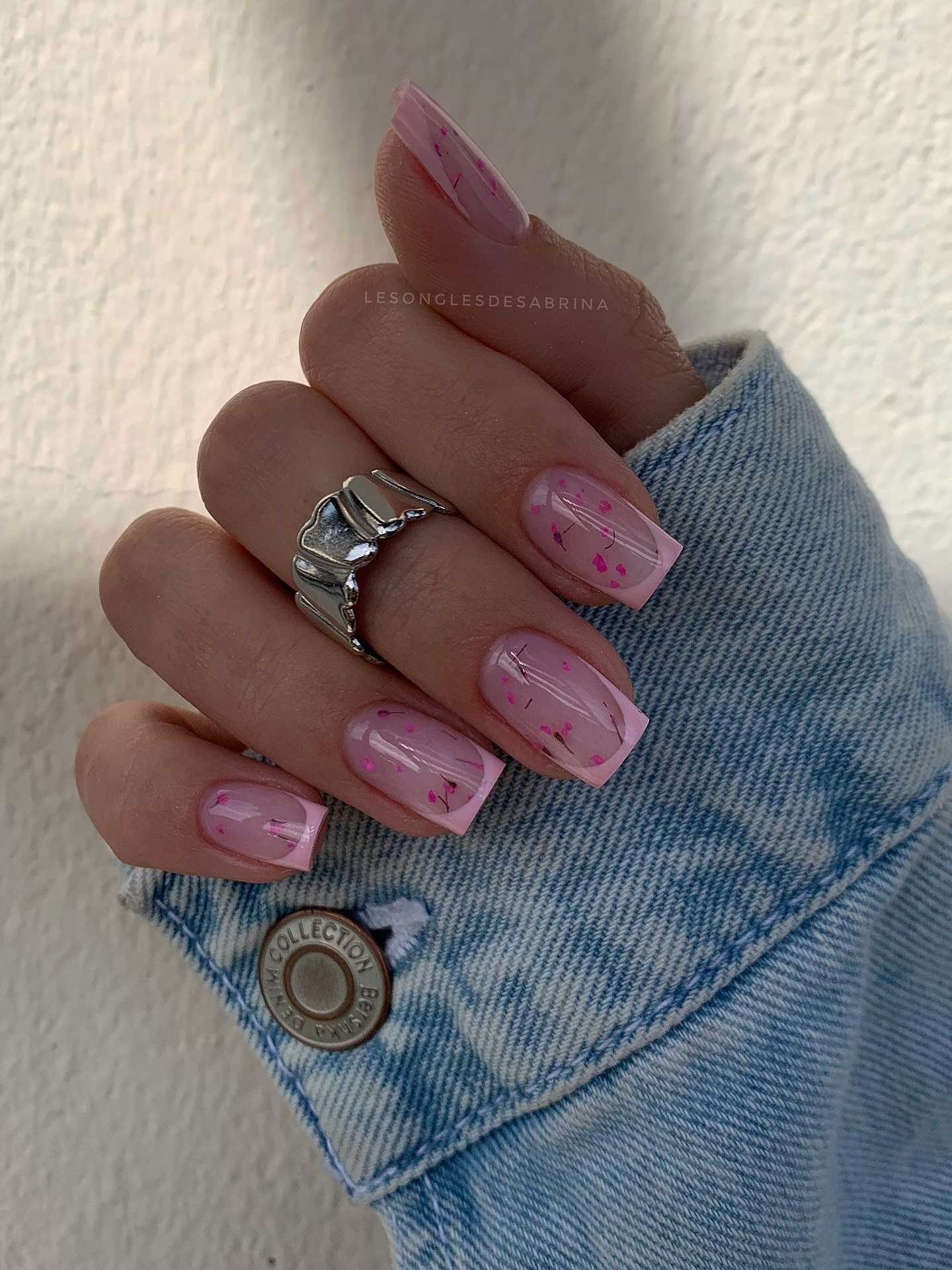 Sheer Blossom Magenta Nails