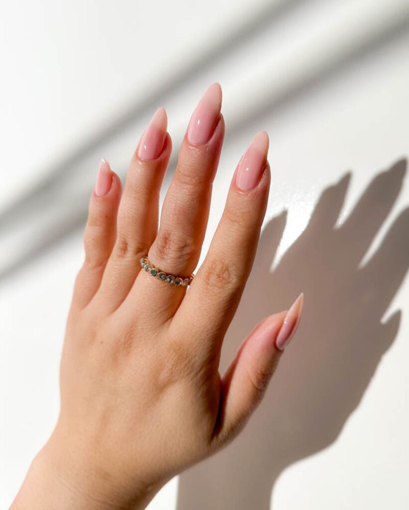 Sheer Pink Almond nails