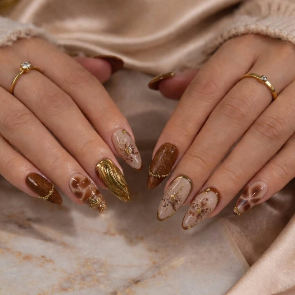 Caramel Gold Luxe nails