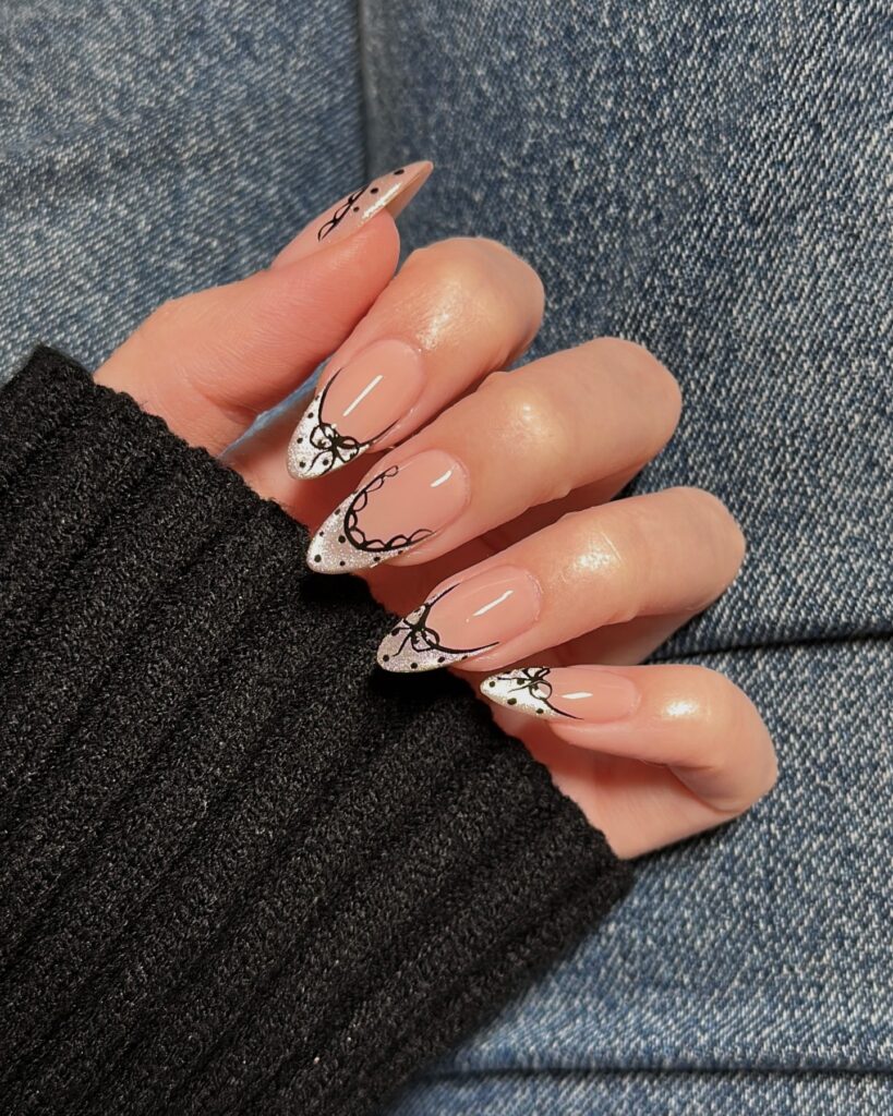 Dark Lace Tips nails