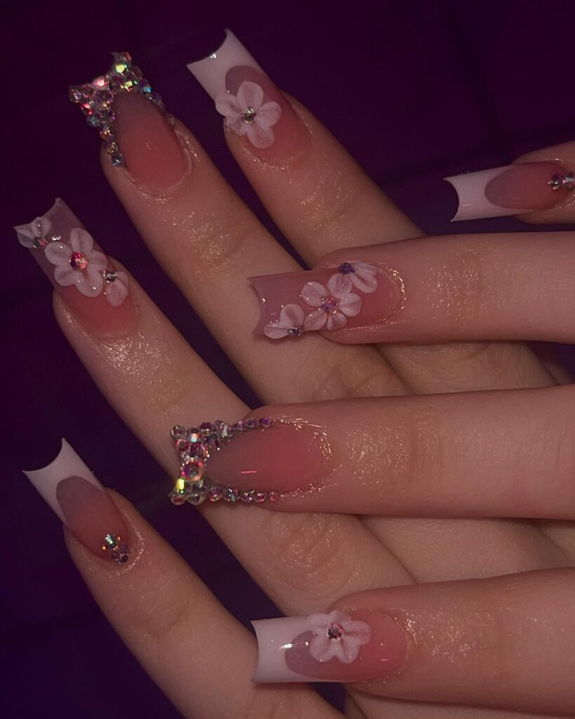 Dark Lace Tips nails