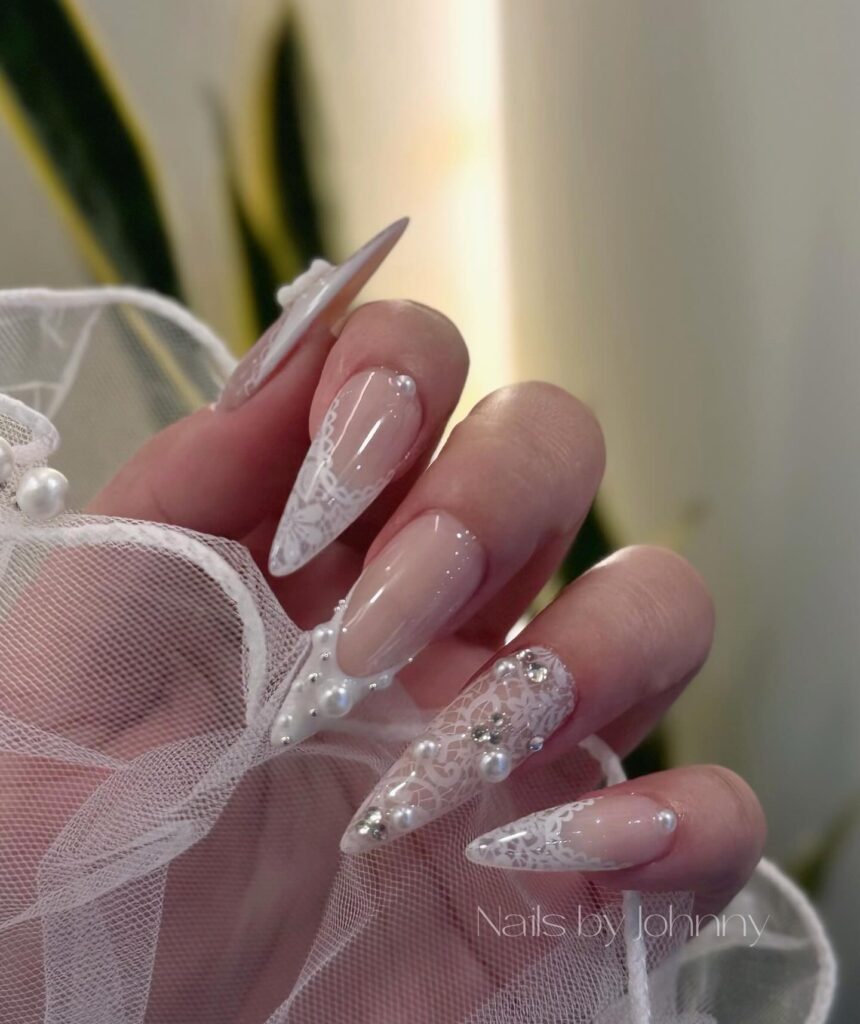 Bridal Veil Lace nails