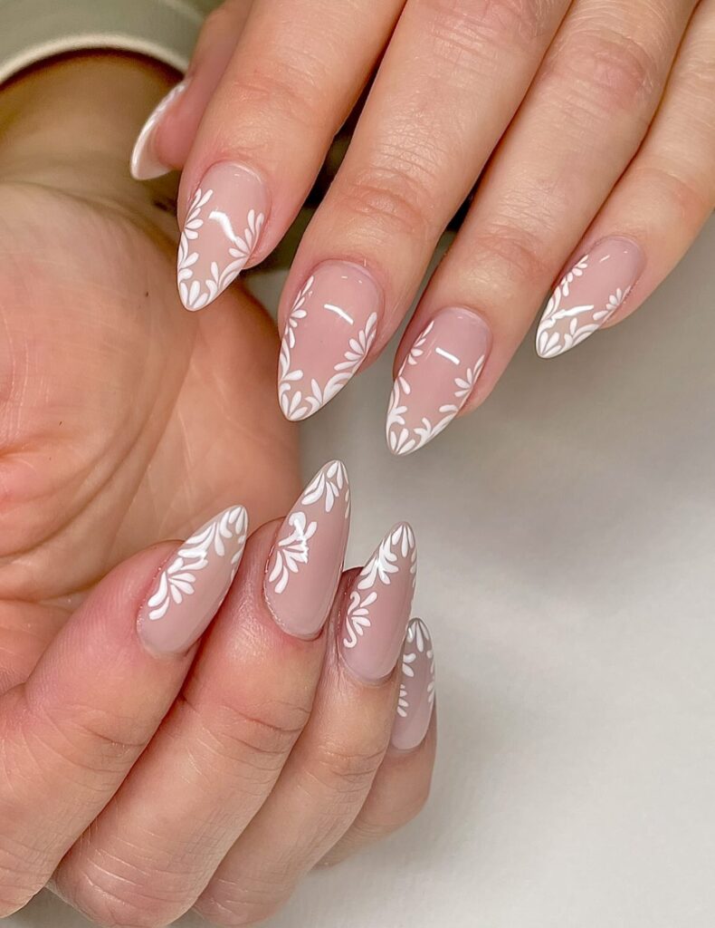 Floral Vine Almond nails