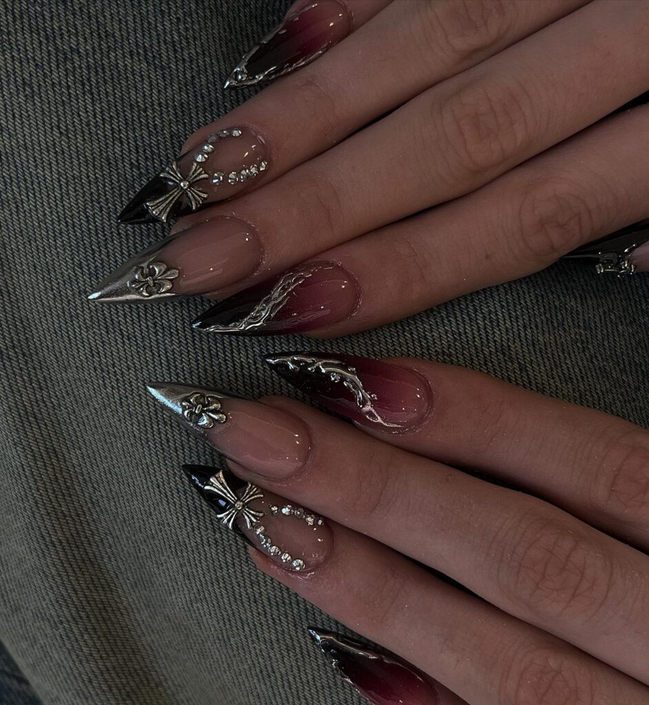 Gothic Cross Stilettos nails