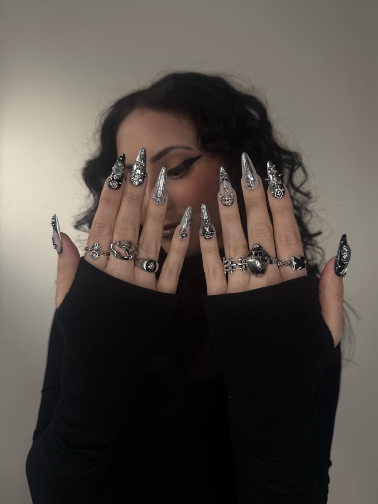 Silver Vine Stilettos nails