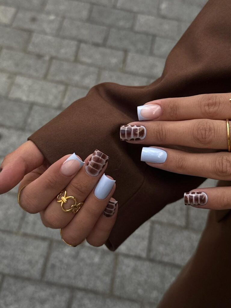 Croc & Blue French nails