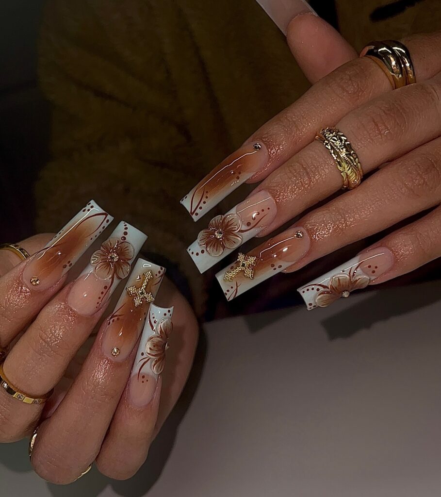 Luxe Floral Ballerina nails
